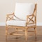 Baxton Studio Brandon Modern Bohemian White Fabric Upholstered and Natural Brown Rattan Armchair 203-12671 - alternate 8